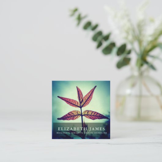 Tiber Blue Oranje Star Leaf Natuur Vierkante Visitekaartje (Staand voorkant)