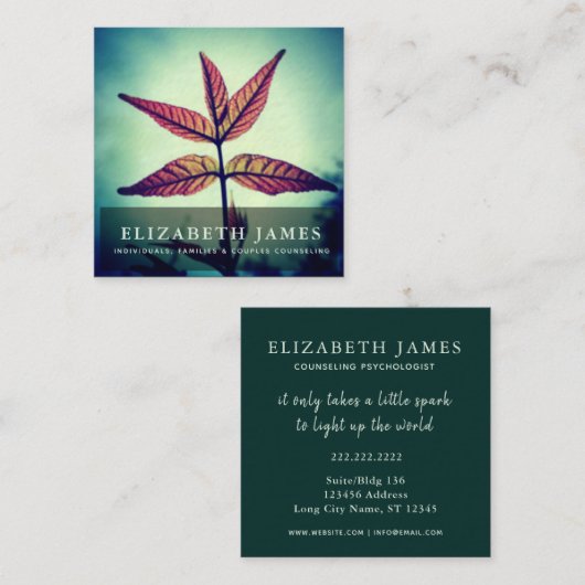 Tiber Blue Oranje Star Leaf Natuur Vierkante Visitekaartje (Voorkant / Achterkant)