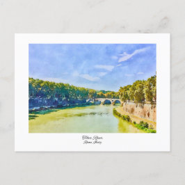 Tiber River Rome, Italië Waterverf schilderij Briefkaart