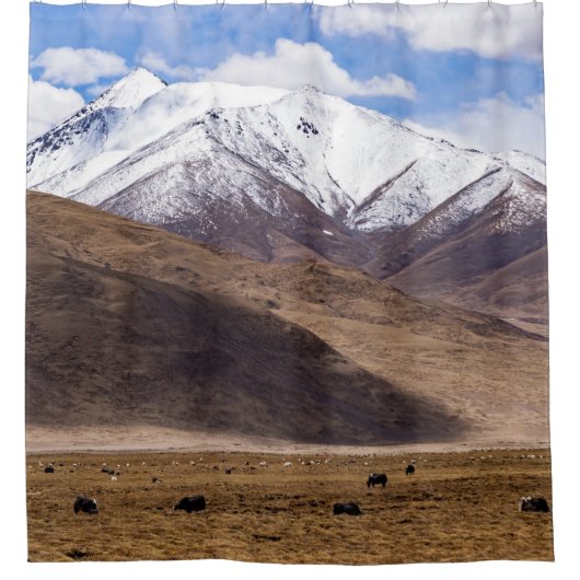 Tibet - Berglandschap met yaks Douchegordijn (Voorkant)