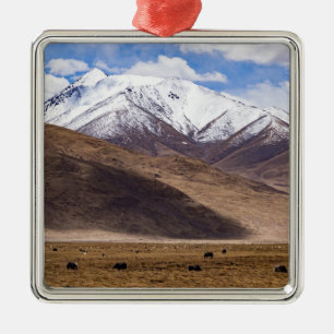 Tibet - Berglandschap met yaks Metalen Ornament