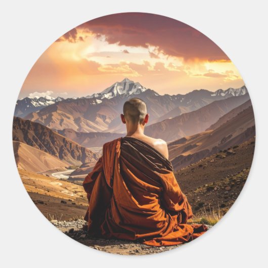 TIbet - Buddhism - Meditation Ronde Sticker (Voorkant)