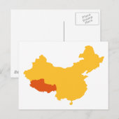 Tibet China-kaart Briefkaart (Voorkant / Achterkant)