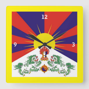 Tibet en sneeuwpoppen, Tibetaanse vlag - de Himala Vierkante Klok