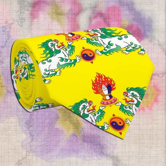 Tibet en Tibetaanse vlag, sneeuwballingen / harten Stropdas