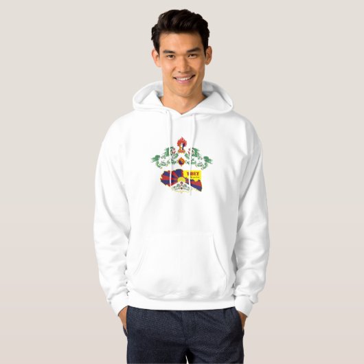 Tibet en Tibetaanse vlag, sneeuwpoppen, kaart/boed Hoodie (Voorkant volledig)