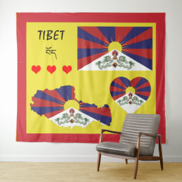 Tibet en Tibetaanse vlag Tapestry / Himalaya Heart Wandkleed