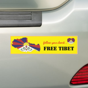 Tibet en vrij Tibet, hartmedeleven /Tibetaanse vla Bumpersticker