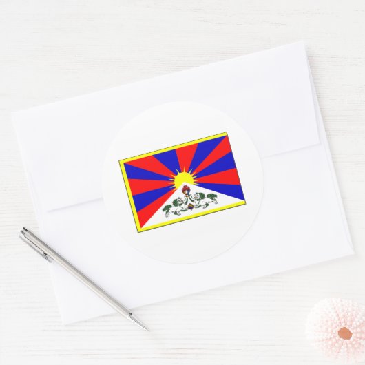 Tibet FLAG International Ronde Sticker (Envelop)