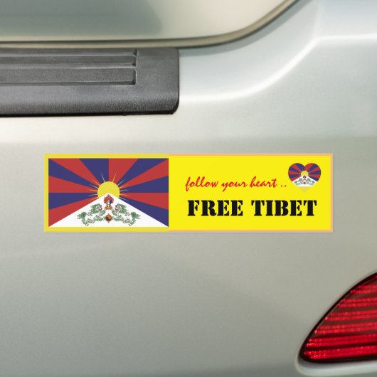 Tibet & Free Tibet, Heart matters/Tibetan Flag Bumpersticker (Op auto)