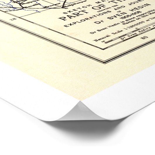 Tibet Hedin Expedition Map 1909 Poster (Hoek)