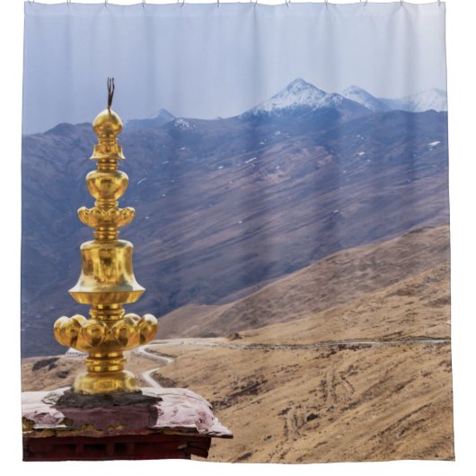 Tibet - het klooster Ganden Buddhist Douchegordijn (Voorkant)