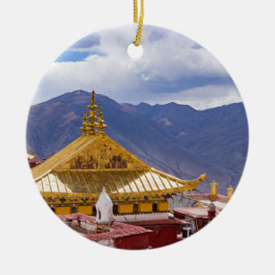 Tibet - het klooster Ganden Buddhist Keramisch Ornament