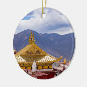 Tibet - het klooster Ganden Buddhist Keramisch Ornament (Links)