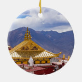 Tibet - het klooster Ganden Buddhist Keramisch Ornament (Achterkant)