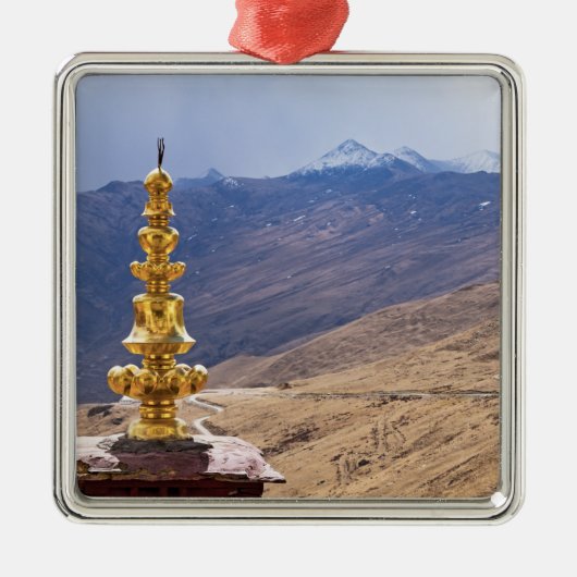 Tibet - het klooster Ganden Buddhist Metalen Ornament (Voorkant)