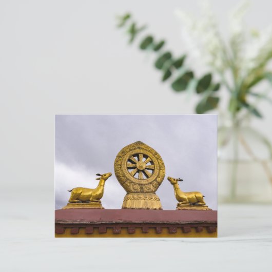 Tibet, Lhasa - Dharmawiel in Jokhang-tempel Briefkaart (Staand voorkant)