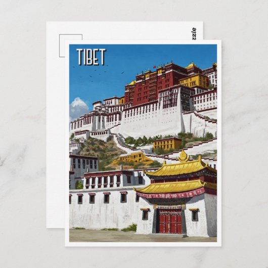 Tibet Lhasa Potola Palace reizen Briefkaart (Voorkant / Achterkant)