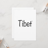 Tibet - minimalistic typography card kaart (Voorkant / Achterkant in situ)
