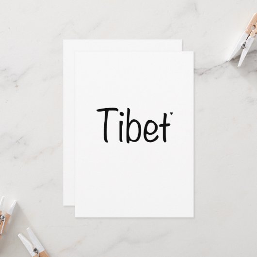 Tibet - minimalistic typography card kaart (Voorkant / Achterkant in situ)