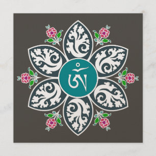 Tibet Om Symbol in Flame Mandala Kaart