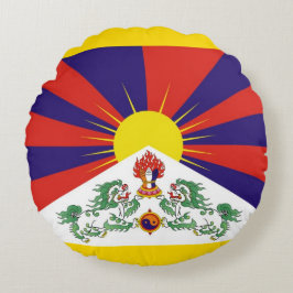 Tibet, sneeuwballers, vlag - de Himalaya Rond Kussen