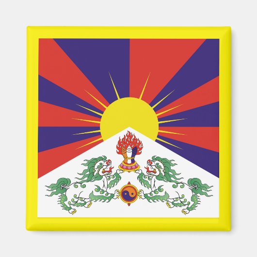Tibet, sneeuwpoppen, Tibetaanse vlag - de Himalaya Magneet (Voorkant)