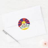Tibet, sneeuwpoppen, Tibetaanse vlag - de Himalaya Ronde Sticker (Envelop)