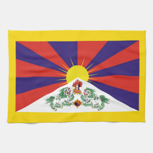 Tibet, sneeuwpoppen, Tibetaanse vlag - de Himalaya Theedoek