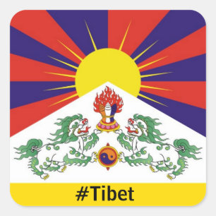 Tibet, sneeuwpoppen, Tibetaanse vlag - de Himalaya Vierkante Sticker