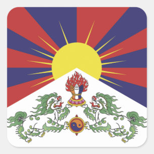Tibet sticker, Tibetanen, Patriotisch, Tibetaanse Vierkante Sticker