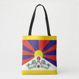 Tibet, Tibetaanse vlag & Sneeuwleeuwen - Himalaya Tote Bag