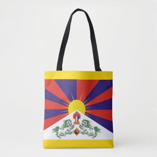 Tibet, Tibetaanse vlag & Sneeuwleeuwen - Himalaya Tote Bag (Voorkant)
