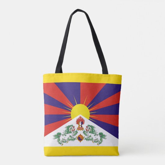 Tibet, Tibetaanse vlag & Sneeuwleeuwen - Himalaya Tote Bag (Achterkant)