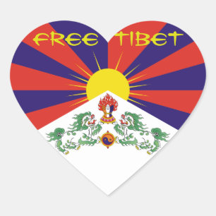 Tibet/Tibetaanse vlag. Vrij Tibet Hart Sticker