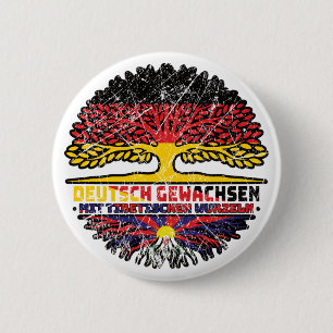 Tibet Tibetan Deutsch Deutschland Baum Wurzel Ronde Button 5,7 Cm