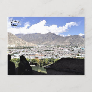 Tibet, uitzicht van de lucht van Lhasa, China Briefkaart