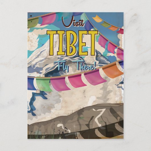 Tibet Vintage Reisposter Briefkaart (Voorkant)