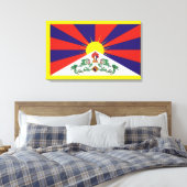 Tibet vlag - Snow Lion Flag Canvas Afdruk (Insitu (Slaapkamer))