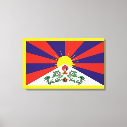 Tibet vlag - Snow Lion Flag Canvas Afdruk (Voorkant)