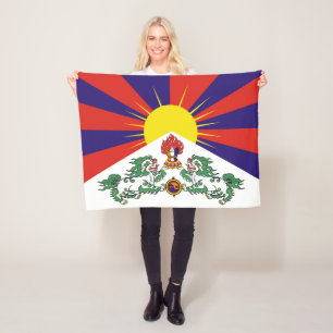 Tibet vlag - Snow Lion Flag Fleece Deken