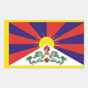Tibet vlag - Snow Lion Flag Rechthoekige Sticker