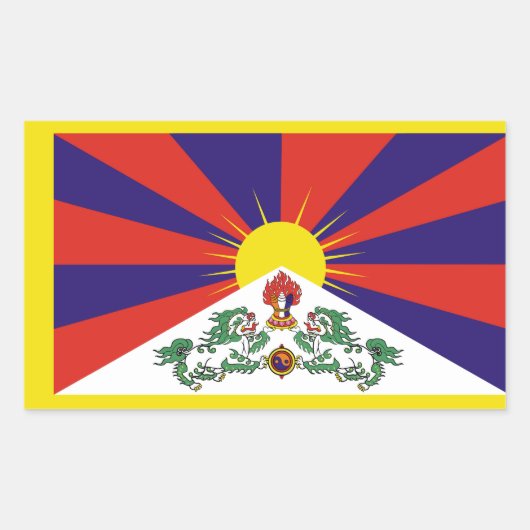 Tibet vlag - Snow Lion Flag Rechthoekige Sticker (Voorkant)