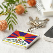 Tibet vlag - Snow Lion Flag Sleutelhanger (Zijkant)