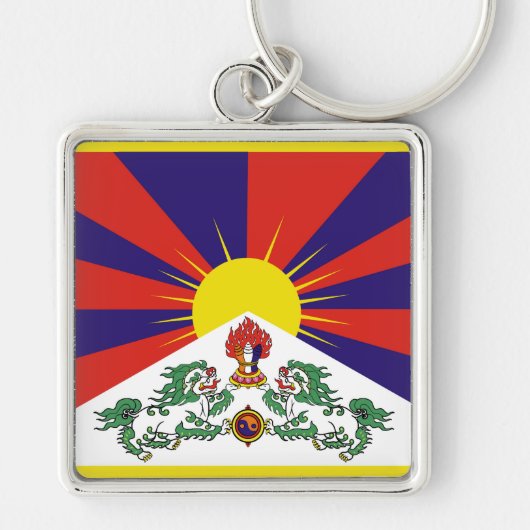 Tibet vlag - Snow Lion Flag Sleutelhanger (Voorkant)