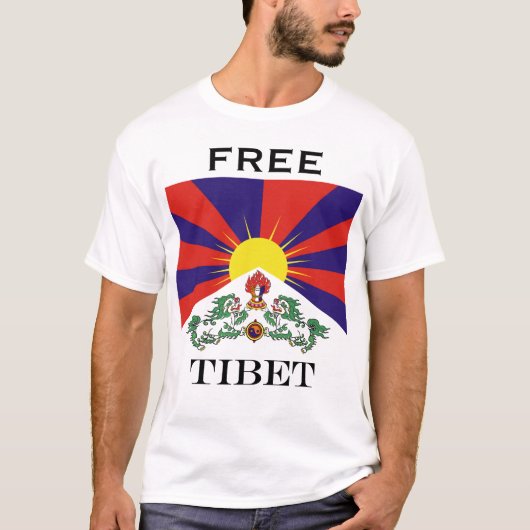 Tibet vlag - Snow Lion Flag T-shirt (Voorkant)