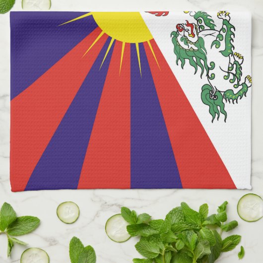 Tibet vlag - Snow Lion Flag Theedoek (Gevouwen)