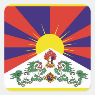 Tibet vlag - Snow Lion Flag Vierkante Sticker