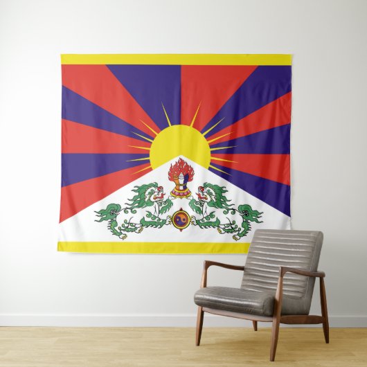 Tibet vlag - Snow Lion Flag Wandkleed (In Situ (horizontaal))