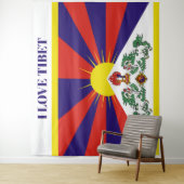 Tibet vlag - Snow Lion Flag Wandkleed (In situ)